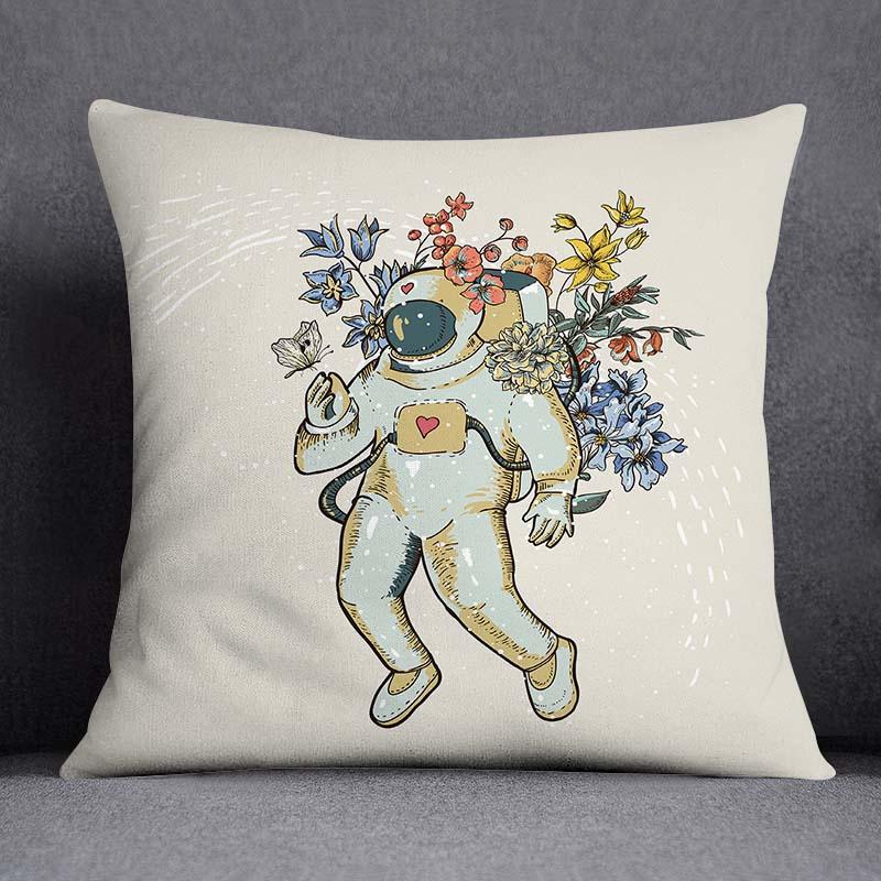 Astronaut Collection Pattern Decorative Pillowcase, Square Pillowcase, Home Office Decor
