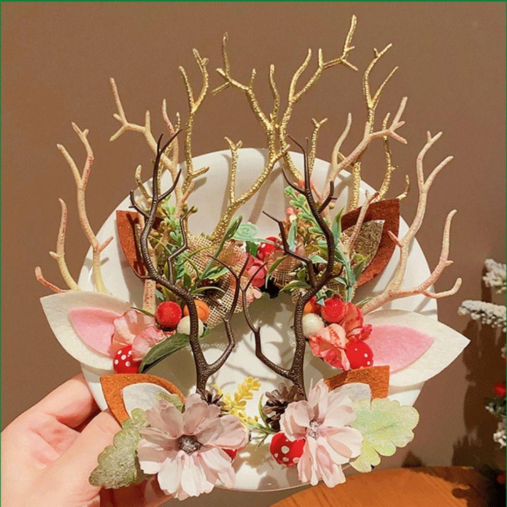 Plush Children Deer Antler Hair Clip Merry Christmas Decor Christmas Hat Headabnd Girls