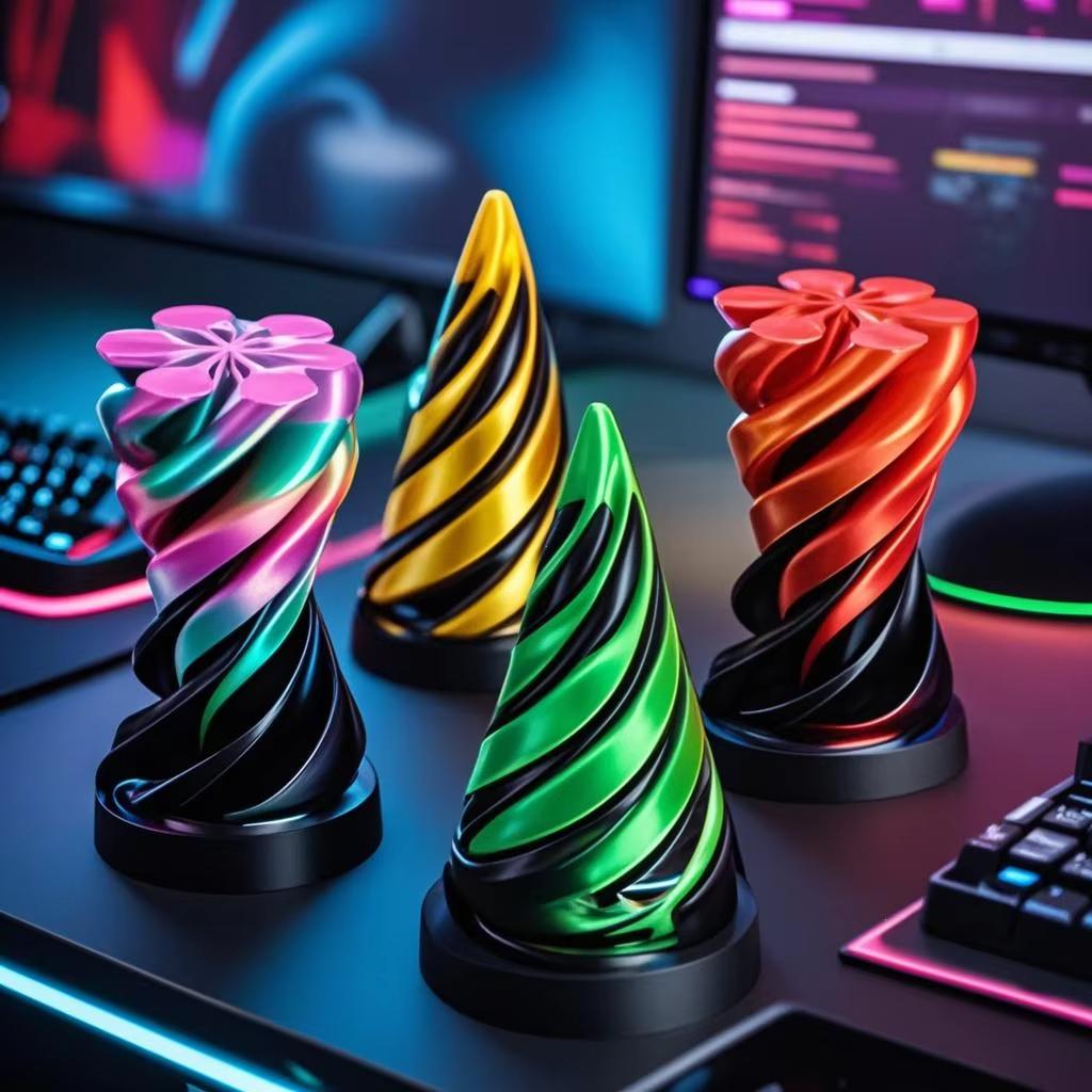 3D Printed Spiral Fidget Toys Decompression Spinning Three-Dimensional Structure Fingertip Dual Color Stress Relief Toy Desk Toy