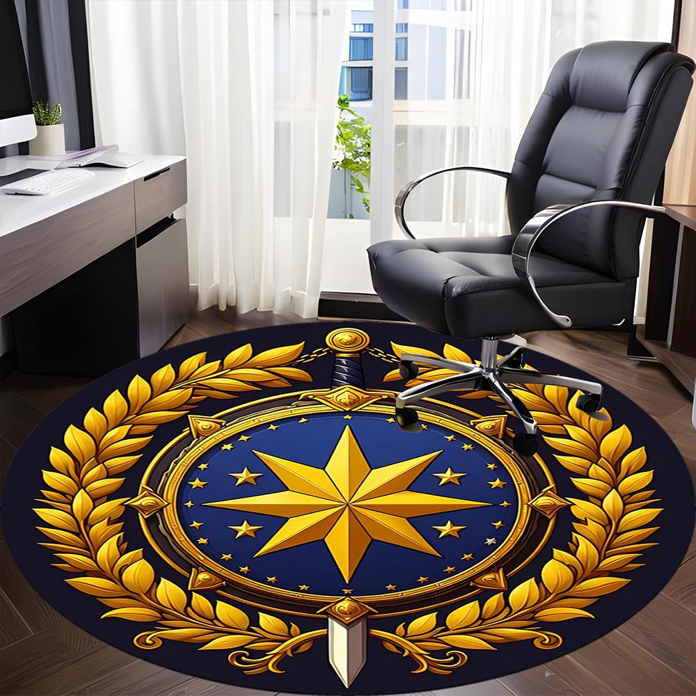 

1pc Nautical Compass Chair Carpet for Office, Soft and Durable Office Rug for Interior Decoration, Perfect for Office yy251227112 80cm by 80cm