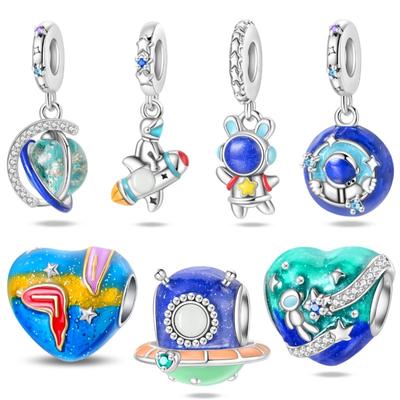 New In Copper-Plated Charms Luminous Spaceship Beads Fit Panora Bracelet&Bangle Diy For Women Birthday Fine Jewelry Gift