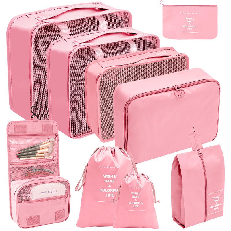 Travel Storage Set: Foldable Toiletry, Makeup, Clothes, Shoes, Digital Accessories, and Drawstring Luggage Bags.
