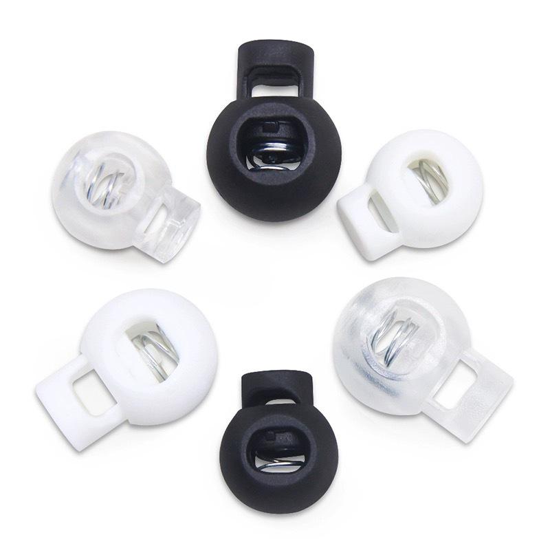Round Spring Press-Adjustable Double Hole Cord Lock Drawstring Adjuster.
