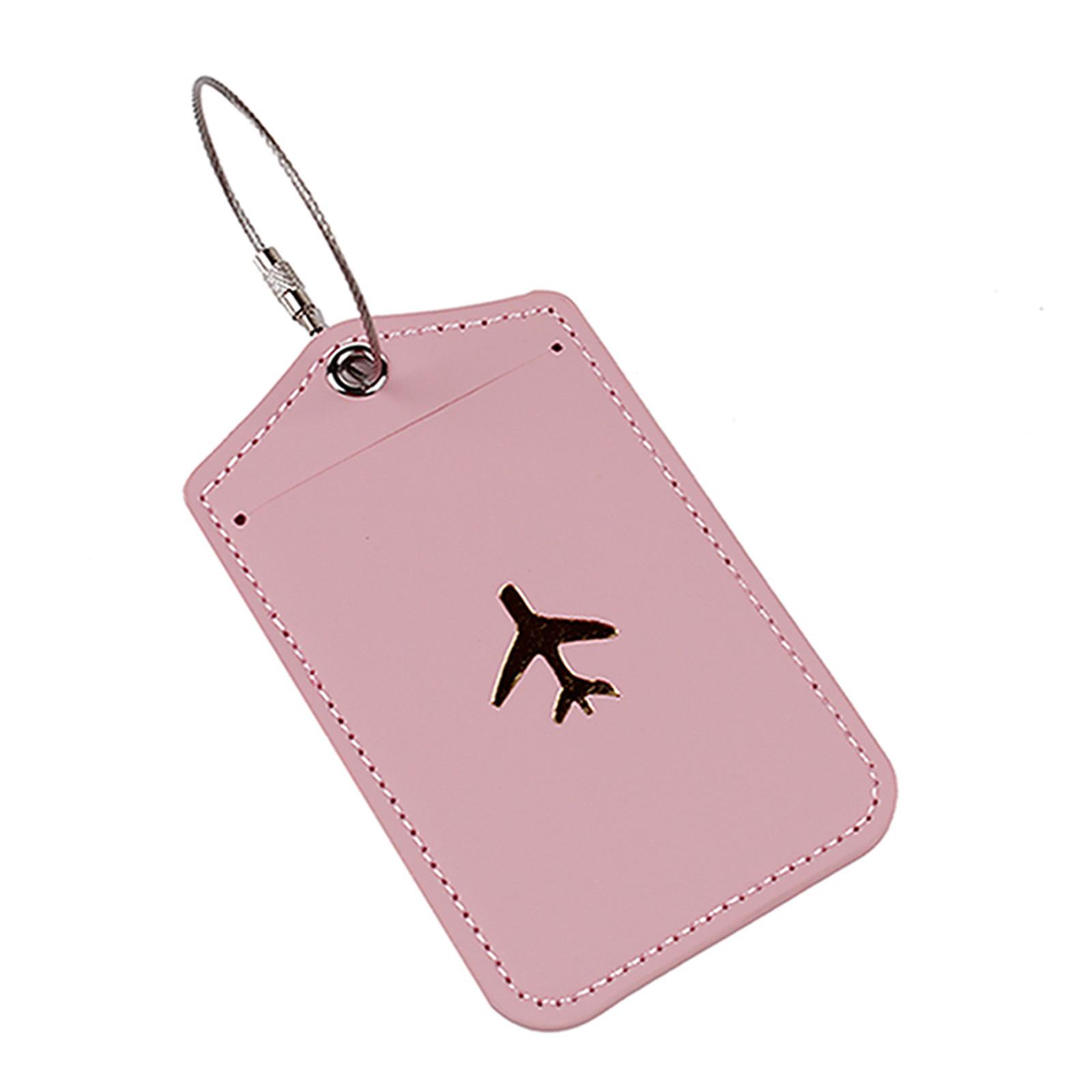 

Бирка для чемодана Дорожная бирка для багажа Идентификаторы Бирка для сумки Кожаная бирка для багажа из полиуретана со стальными петлями для использования на рюкзаках розовый