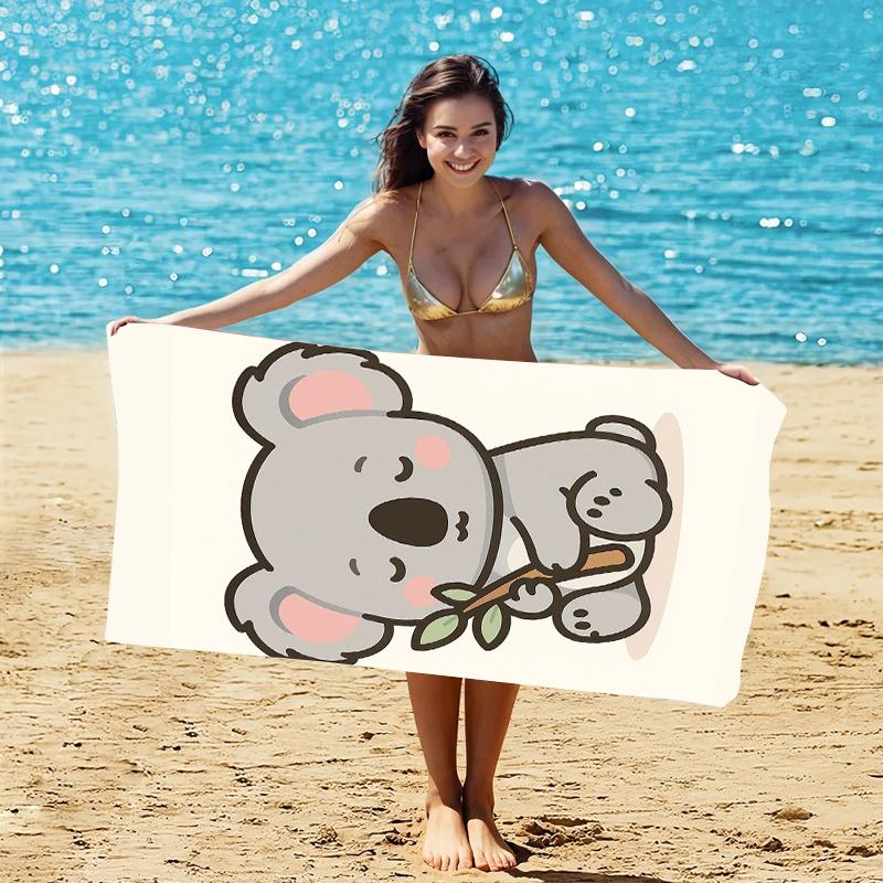Kawaii Panda Cherry Blossom Print Beach Towel Quick Dry Super Absorbent Lightweight For Summer Pool