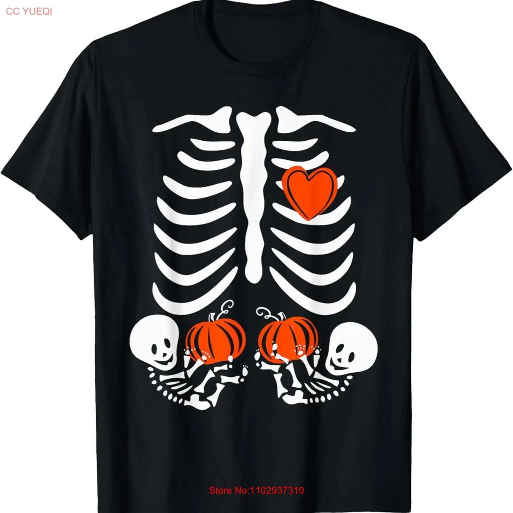 Funny Twin Pregnancy Skeleton Halloween Costume Idea T Shirt Vintage Unisex Breathable Stretched Fashion Stylish
