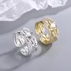 925 Sterling Silver Rings For Women Geometric Fine Jewelry Finger Adjustable Gold Interware CZ Ring For Party Birthday Gift