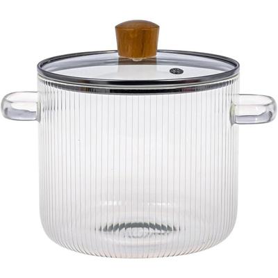 Glaskochtopf mit Deckel 1,6 l hitzebeständiger Borosilikat-Herdtopf klare Töpfe für