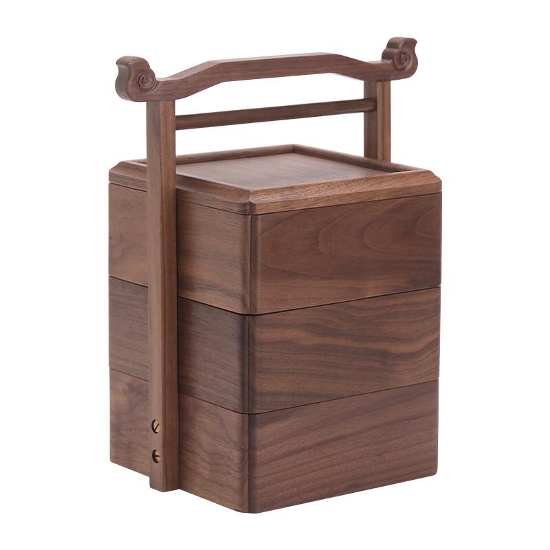 Fánshùn Double-Layer Wooden Snack Tray with Lid
