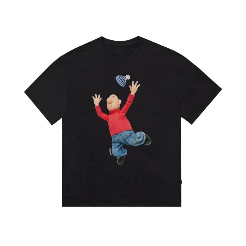 2026 Fun Cartoon Character Print Pattern T-shirt Fashion Trend Short Sleeve Crew Neck Casual Loose Street Wear Unisex Sports