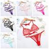 Thin Belt Thong Sheer Flower Thong Bra Set Embroidery Underwear for Women  Romantic Night