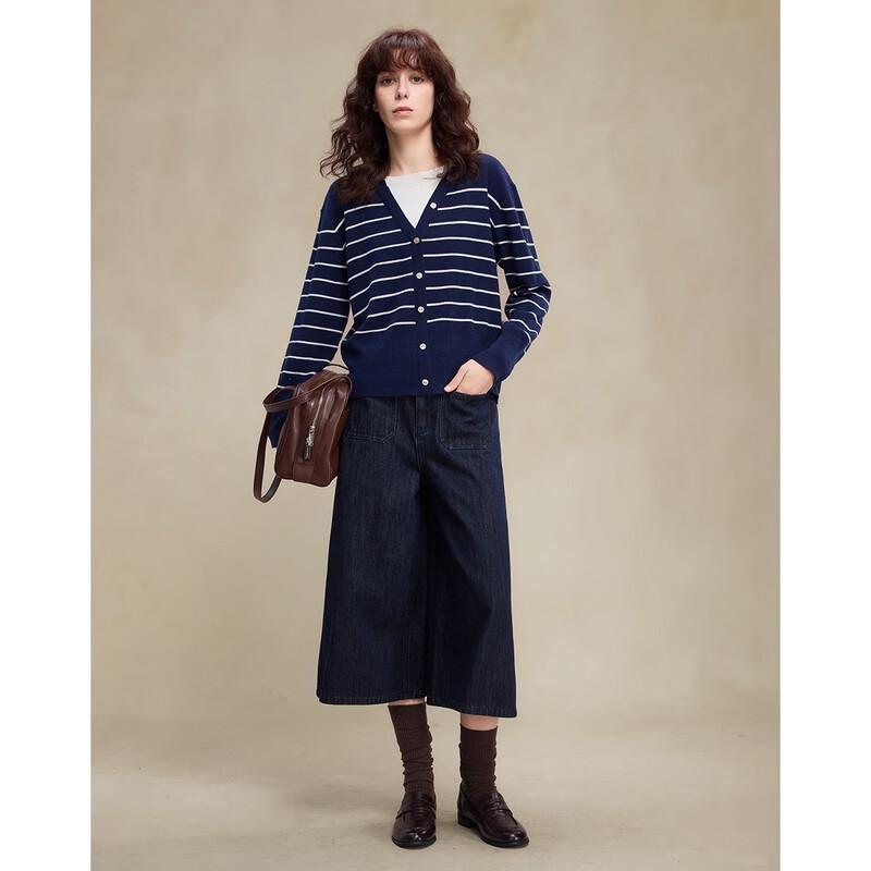 Demana Silk Wool Blend Faux Two-Piece Stripe Knit Sweater