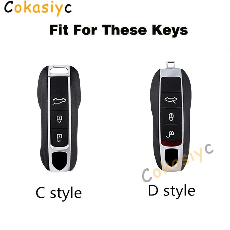 AABKR1 Leather Car Key Case Cover For Porsche Macan 911 Panamera Cayenne 2018 Replacement Boxster 986 987 981 Remote Fob Shell Keychain