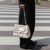 Loving Ribbon Leather Chain Shirring Square Flap Crossbody Shoulder Bag (4 Colors)
