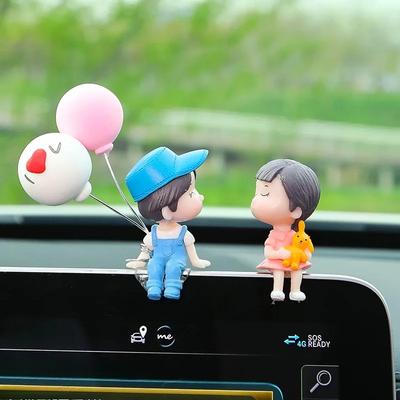 Decoração de Painel Interior de Carro Casal de Desenho Animado Fofo Estatueta Balão Figura de Ação para Meninas Acessório para Presente