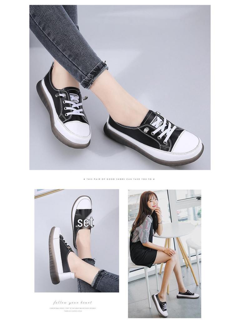 2022 White Soft Sole Low-Cut Casual Leather Sneakers - Trendy Korean Style for Spring and Autumn