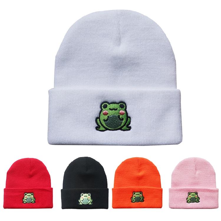 Cute Cartoon Beanie Hat for Adults Knitted Cap Warm Ski Hats with for Frog Patte