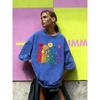 Ein lebendiger Blume des Lebens Druck Damen Washed T-Shirt Baumwolle Lässiges T-Shirt Locker Kurzarm Vintage Sommerkleidung