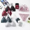 Women's Lace Wireless Bandeau Bra Set - French Style, Sexy Wrap Chest Design