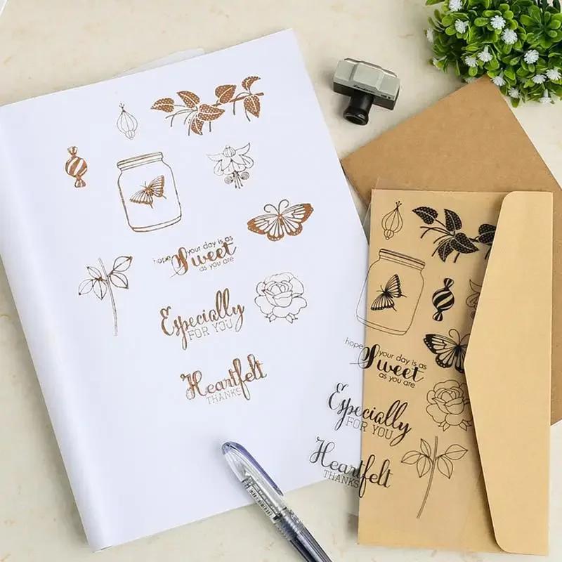 Butterfly Flower Transparent Silicone Clear Stamp for Scrapbooking Album DIY Craft Decoration.