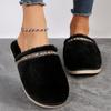 Bling Crystal Fluffy House Slippers for Women Winter 2025 Indoor Cozy Warm Fur Slippers Woman Flat Non Slip Plush Home Slides