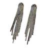 European & American Glam Rhinestone Tassel Long Earrings for Evening Events