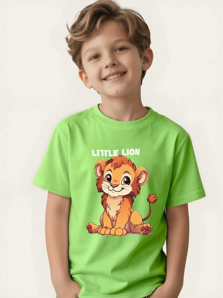 Cute Little Lion Boy T-shirt Summer Short-sleeved Versatile Casual Top