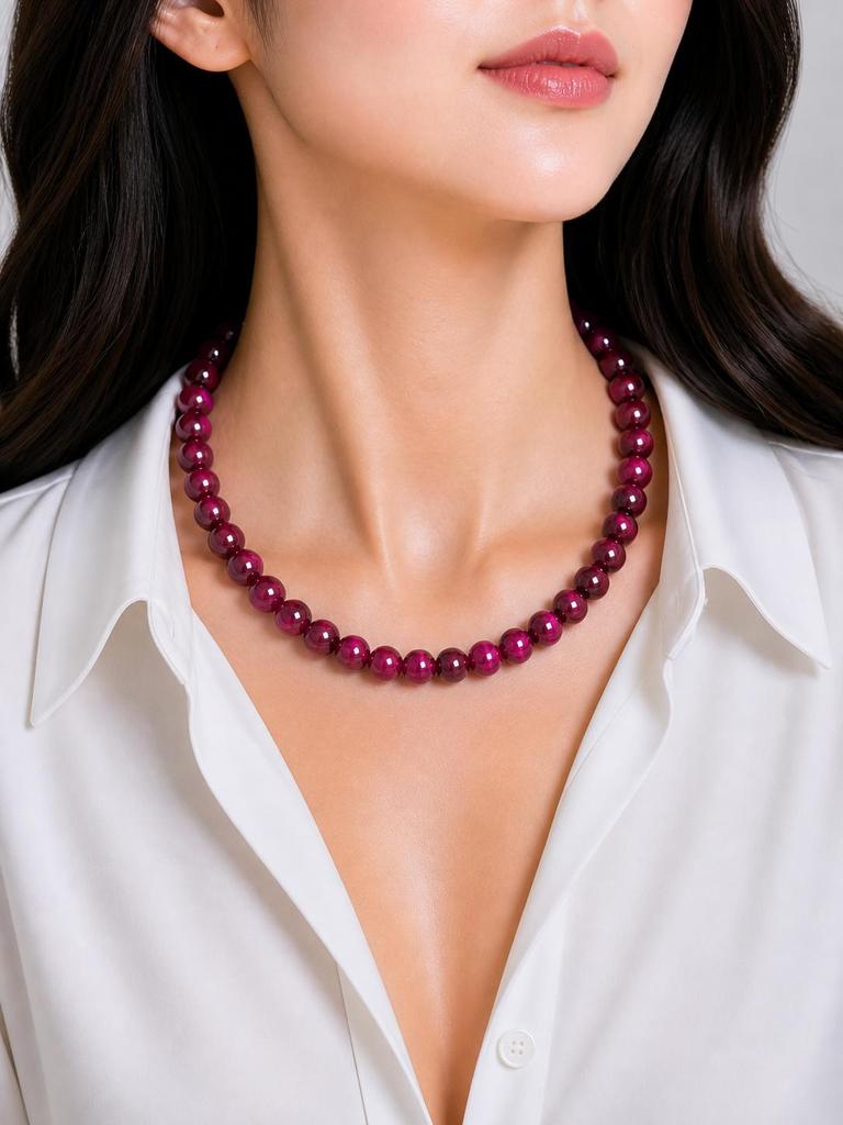 8mm Natural Pink Star Tiger Eye Gemstone Round Beads Jewelry Handmade Beaded Choker Partywear Necklace 17-20" 8BN-74