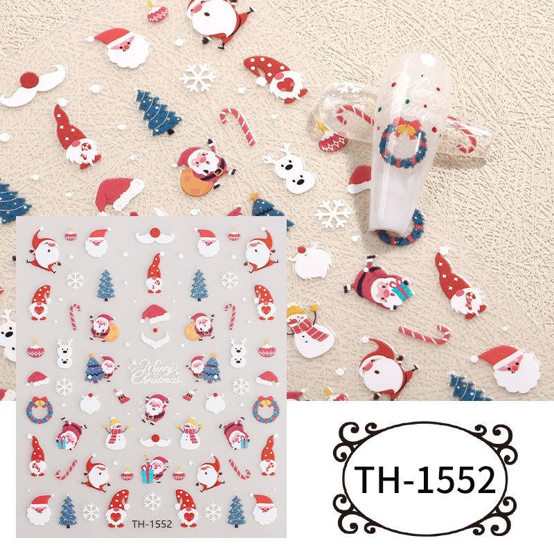 Cute Christmas DIY Nail Decals Sliders - Gingerbread Santa Cat Xmas Tree Bell Stickers for Holiday Party Manicure Decor