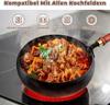 Wok nieprzywierający, 24 cm Woki i patelnie, Patelnia kuta ręcznie, Płaskie dno, Patelnia Wok na indukcję, kuchenki elektryczne i gazowe