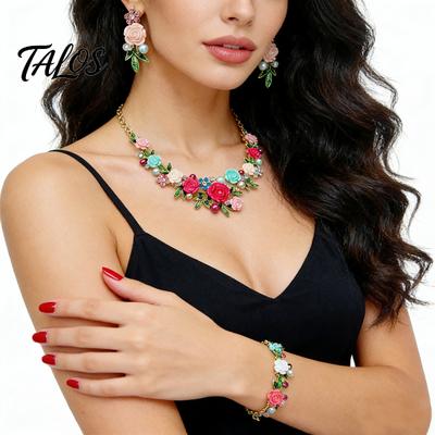 Halskette und Ohrringe Set 1 Kamelie Choker Ohrringe, Kunstperle Strass Luxus Schmuck Elegante Blume für Damen Tägliches Tragen Party Date Hohe Qualität