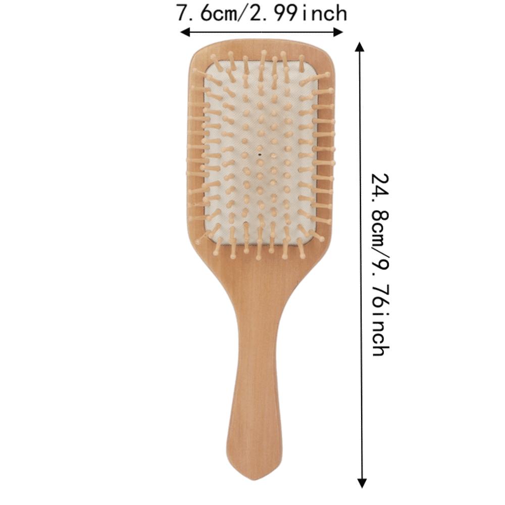 Bamboo Bristles Detangling Paddle Brush Ergonomic Handle Scalp Massage Brush Blow Drying