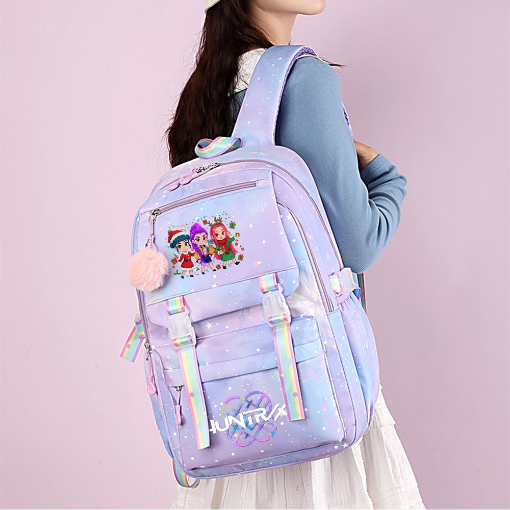 Anime Christmas K-Pop Demon Hunters Printed Large Capacity Waterproof Backpack Teenger Student Girl Boy Schoolbag Bookbag Women Waterproof Travel Bag