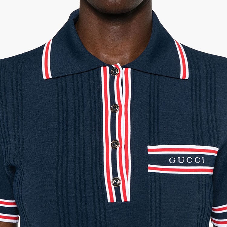 Gucci Stripe Detail Knitted Polo Dress 788864-XKD26-4915