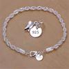 925 Silver Bracelet for Men Women Minimalist Twisted Rope Chain Unisex Couple Jewelry Gift