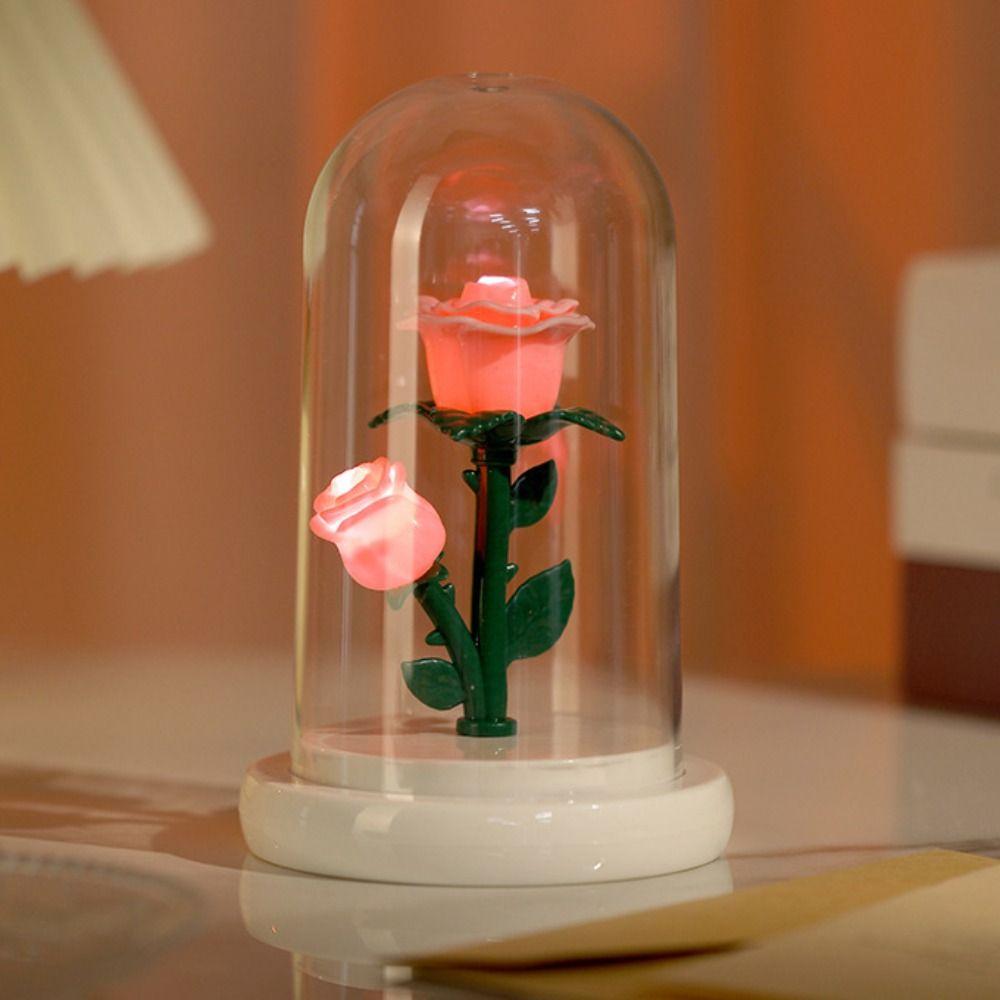 Romantic Eternal Rose Lamp Luminous Rose Flower Night Light LED Flower Light  for Women