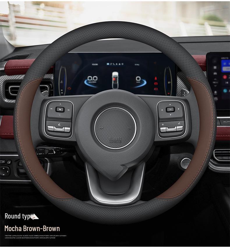 Ultra-Thin Genuine Leather Steering Wheel Cover for Great Wall Wingle 5 & 7 Cannon EV - All Seasons