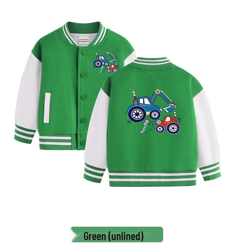 Boys' Versatile Spring/Autumn Jacket - Trendy Velvet Baseball Cardigan