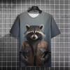 Fun 3D Printed Summer Men's T-shirt Animal Raccoon T-shirt Casual Short Sleeved Oversized T-shirt
