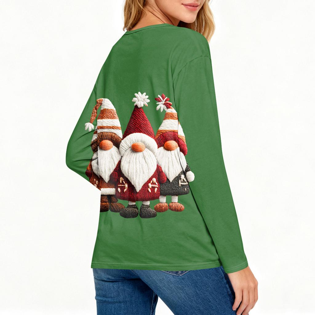 Women's Loose Comfortable Casual Fashion Round Neck Christmas Print Long Sleeve Hoodie