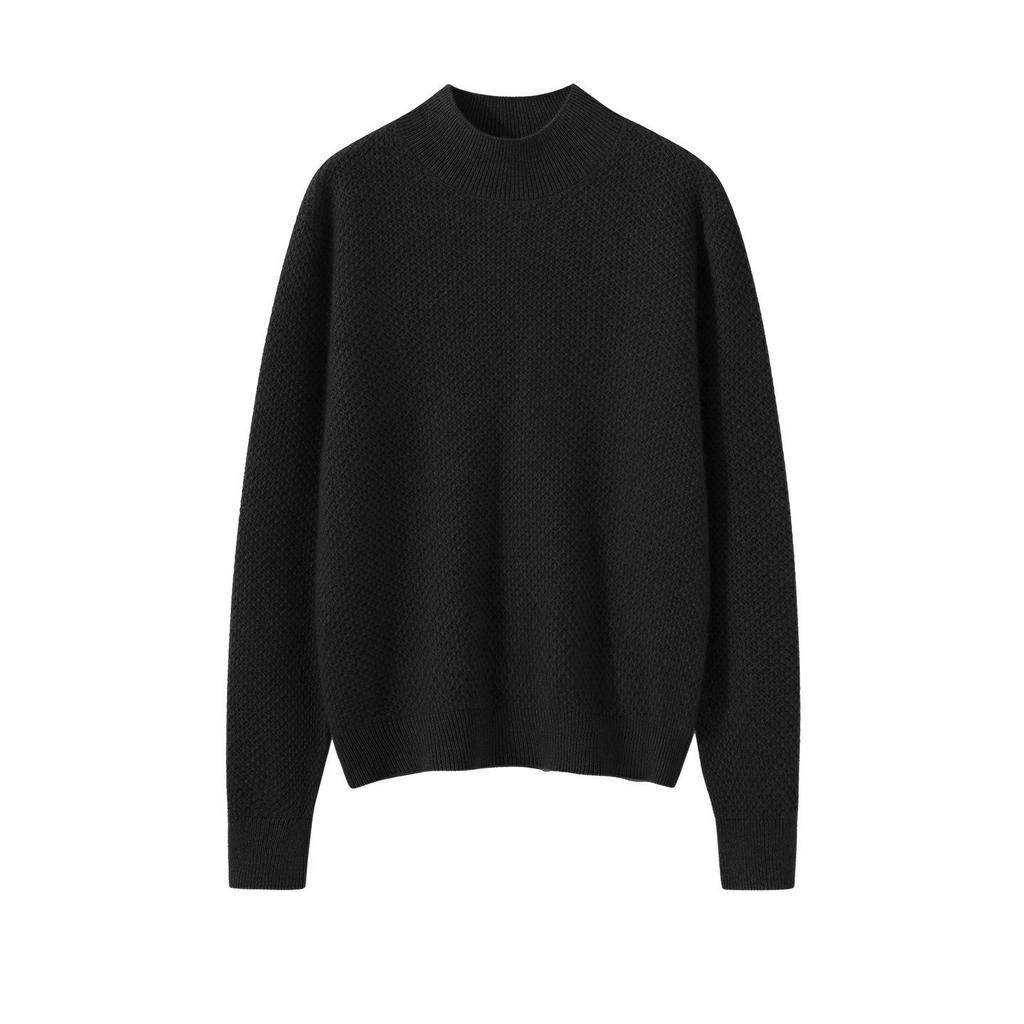 Cashmere Knit Half-High Neck Winter Cardigan Sweater