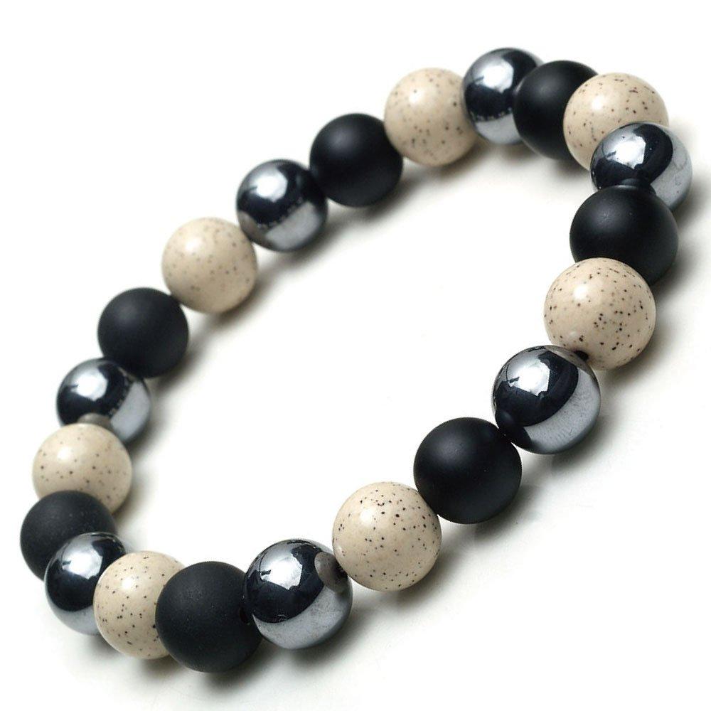 

Браслет з терахерцової руди x Висококонцентрований Хокутоліт x Чорний Кремній, 10 мм Круглі Кульки, Камінь Сили, Ультрадалеке Інфрачервоне Змішання для Здоров я [OVER-9] [18см] чорний
