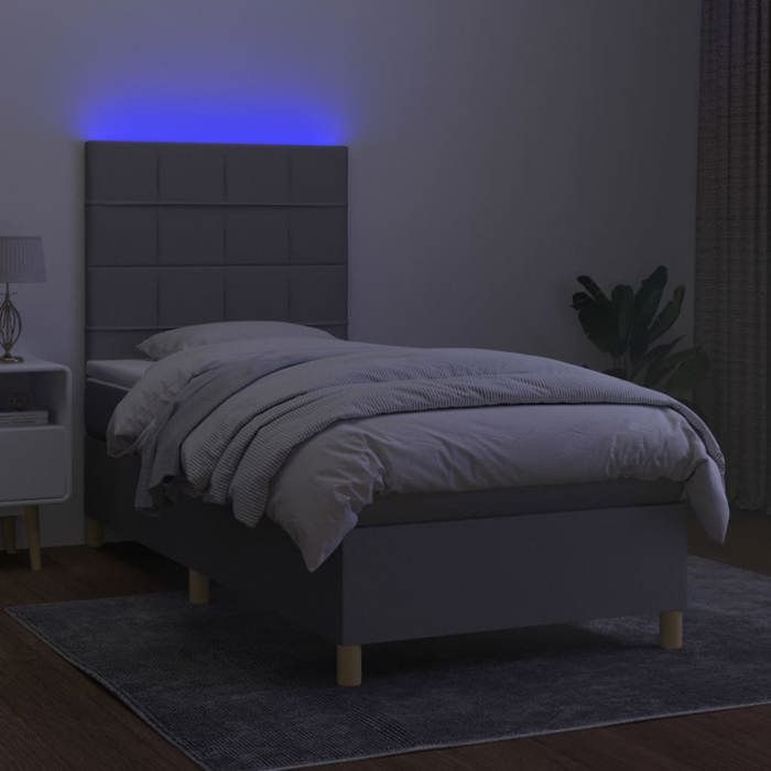 Maison Exclusive - Sommier à lattes de lit et matelas et LED Gris clair 80x200cm