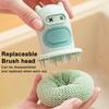 Cleaning Brush with Integrated Scrubber Powerful Decontamination Comfortable Handle Replaceable Brush Head Cleaning Scrubber Easy Dishwashing Tool