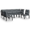 VidaXL Salon de Jardin 6 pcs, Ensemble de Meubles de Terrasse, Mobilier d'Extérieur, Chaise de Patio, Moderne, Noir et Gris 3187738