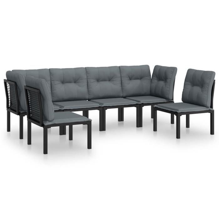 VidaXL Garden Lounge Set 6 Pcs, Patio Furniture Set, Outdoor Furniture, Patio Chair, Modern, Black and Grey 3187738