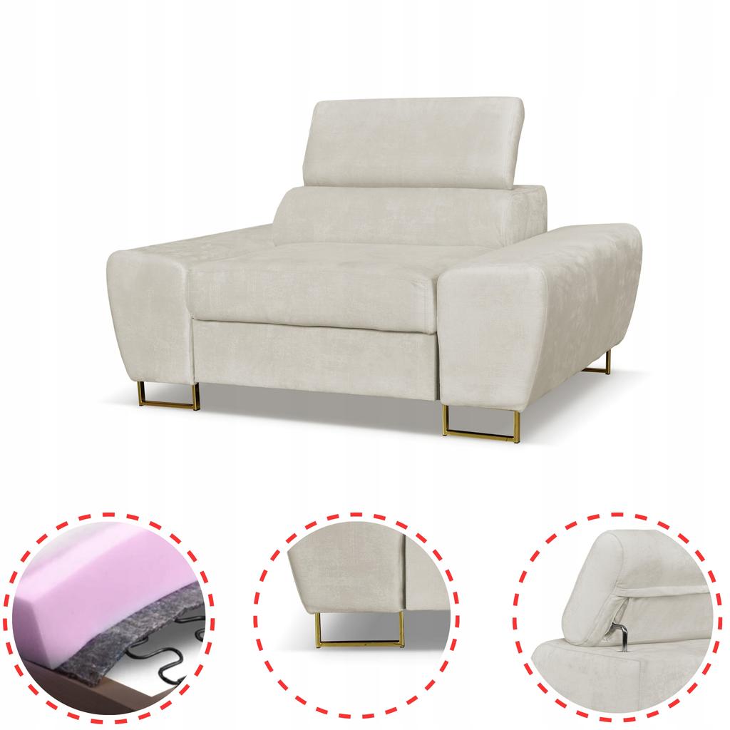 Bosso Lounge Chair Family Furniture Beige Velvet Recliner Headrest