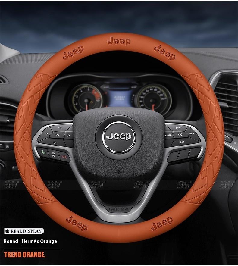 Car Anti-Slip Leather Steering Wheel Cover Jeep Wrangler JK Patriot Commander Grand Cherokee Compass Wagoneer Gladiator Renegade