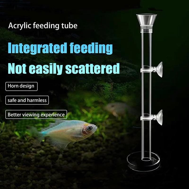 1Pc Fish Tank Acrylic Feeding Tube Transparent Aquarium Feeder Tube Dish Shrimp Snail Shrimp Food Feeding Accessories