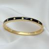 Elegant Enamel Gold-Tone Heart Bangle with Hidden Clasp